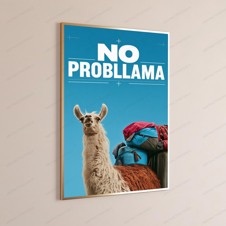 No Probllama Pop Art Print | Funny Llama Travel Adventure Wall Decor image 3