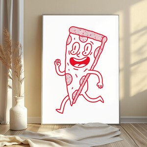 Happy Pizza Character Pop Art Print | Retro Food Art | Minimalist Wall Decor | Digital Download A3 A2 A1 image 10