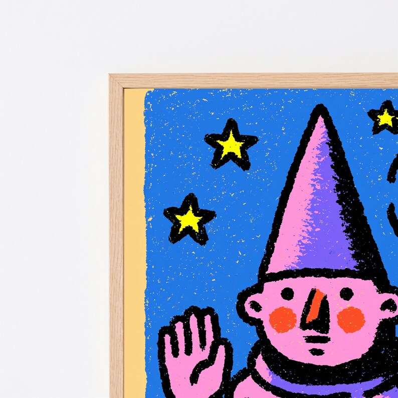 Pink Wizard with Magic Wand Pop Art Print | Mystical Character Wall Art | Colorful Home Décor | Digital Download A3 A2 A1 image 8