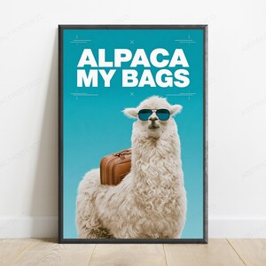 Alpaka-Taschen, cooler Alpaka-Sonnenbrillenkoffer, Pop-Art-Druck | Lustige Tier-Wandkunst Bild 1