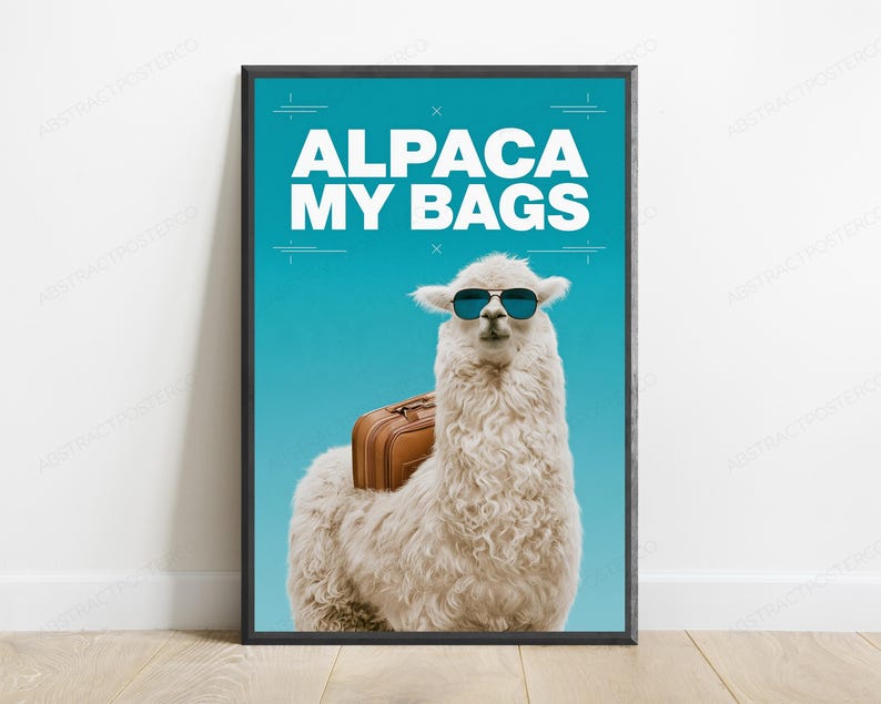 Alpaka-Taschen, cooler Alpaka-Sonnenbrillenkoffer, Pop-Art-Druck | Lustige Tier-Wandkunst Bild 1