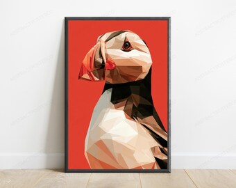 Geometric Meerkat Portrait Pop Art Print | Bold Wildlife Wall Art | Low Poly Home Decor