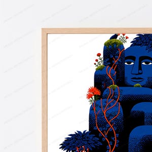 Wald Kopf Portrait Druck | Botanische surreale Kunst | Minimalistische Wanddekoration | Digitaler Download A3-A2-A1 Bild 2