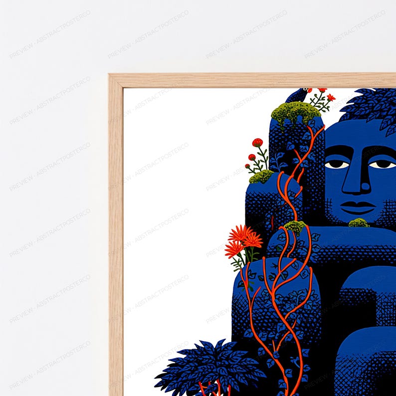 Wald Kopf Portrait Druck | Botanische surreale Kunst | Minimalistische Wanddekoration | Digitaler Download A3-A2-A1 Bild 2