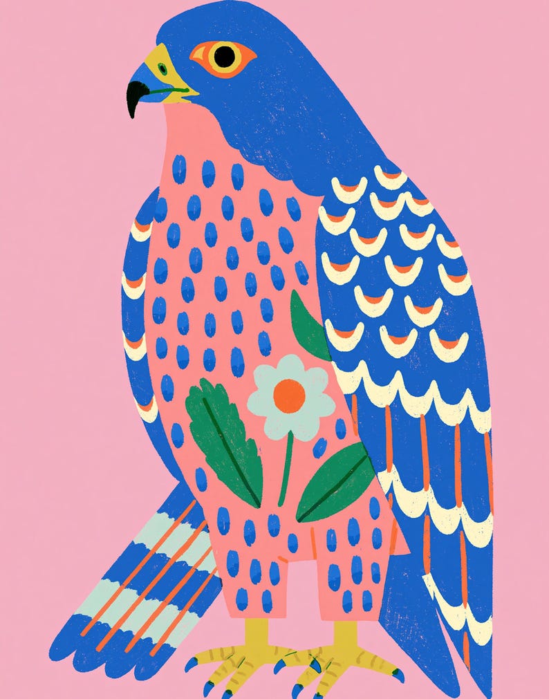 Colorful Falcon Pop Art Print | Minimalist Bird Wall Art | Modern Home Decor | Digital Download A3 A2 A1 image 7
