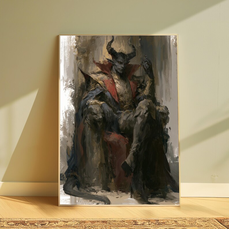Demon King Horned Warrior Pop Art Print | Dark Fantasy Character Wall Art | Minimalist Home Decor | Digital Download A3 A2 A1 image 16