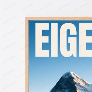 Höjdtryck av Eigerberget | Väggkonst med alpina toppar | Reseaffisch bild 2