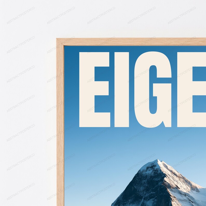 Höjdtryck av Eigerberget | Väggkonst med alpina toppar | Reseaffisch bild 2