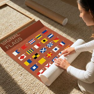 International Signal Flags A-Z Chart in Terracotta, close-up of the print