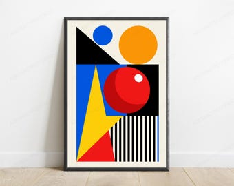 Geometric Shapes Abstract Pop Art | Bold Colourful Design | Modern Wall Art