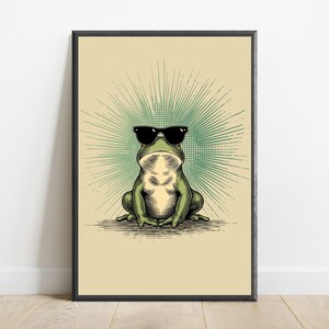 Cool Frog Sunglasses Print | Humorous Retro Pop Art | Minimalist Wall Decor | Digital Download A3 A2 A1 image 7