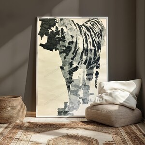 Abstract Zebra Wall Art | Bold Painterly Animal Print | Black White Zebra Artwork | Digital Download A3 A2 A1 image 4