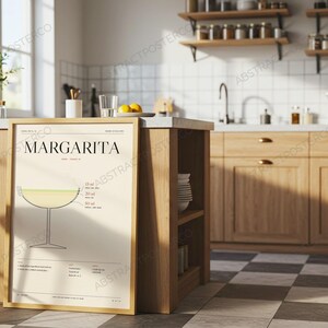 Margarita Cocktail Recipe Print in Cream shown in a kitchen