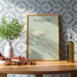 Daiquiri Cocktail Recipe Print in Sage shown in a kitchen
