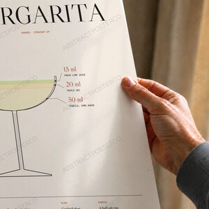 Margarita Cocktail Recipe Print in Cream, close-up of the print