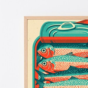 Tin of Fish Retro Art Print | Vintage Fishing Illustration | Coastal Kitchen Wall Decor | Digital Download A3 A2 A1 image 8