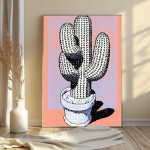 Retro Pixel Cactus Pop Art Print | Desert Plant Wall Art | Minimalist Home Decor | Digital Download A3 A2 A1 image 4