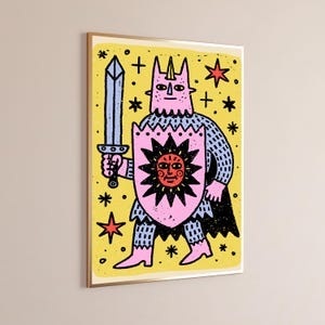 Mystical Demon Warrior Pop Art Print | Sword & Sorcery Wall Art | Colorful Fantasy Home Decor | Digital Download A3 A2 A1 image 9