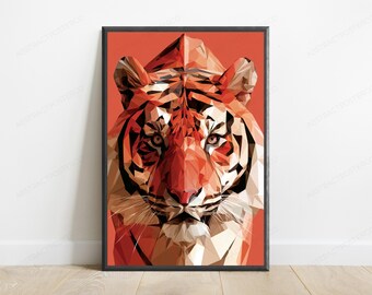 Geometric Tiger Pop Art Print | Abstract Big Cat Wall Art | Modern Home Decor