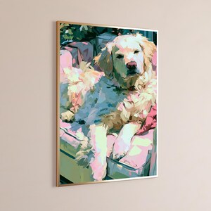 Impressão Pop Art de Golden Retriever | Retrato colorido de cachorro | Arte minimalista para parede com animais de estimação | Download digital A3 A2 A1 imagem 4