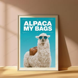Alpaka-Taschen, cooler Alpaka-Sonnenbrillenkoffer, Pop-Art-Druck | Lustige Tier-Wandkunst Bild 5