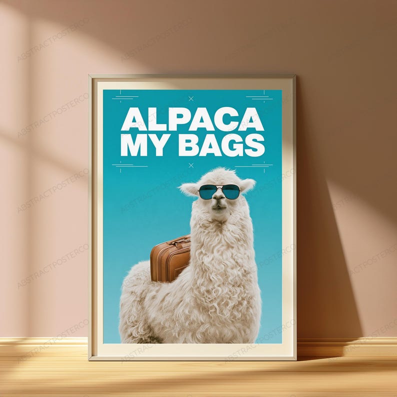 Alpaka-Taschen, cooler Alpaka-Sonnenbrillenkoffer, Pop-Art-Druck | Lustige Tier-Wandkunst Bild 5