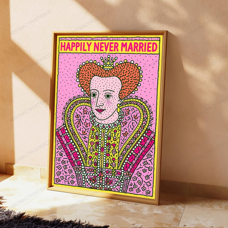 Ornate Red-Haired Queen Pop Art Print | Maximalist Royal Portrait | Colourful Statement Wall Art | Digital Download A3 A2 A1 image 5