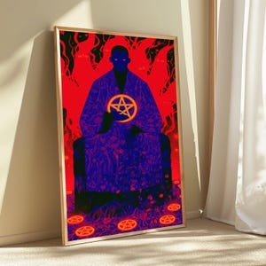Occult Sorcerer Pentagram Pop Art Print | Dark Mystical Spell Wall Art | Gothic Home Decor | Digital Download A3 A2 A1 image 5