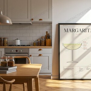 Margarita Cocktail Recipe Print in Cream shown in a kitchen
