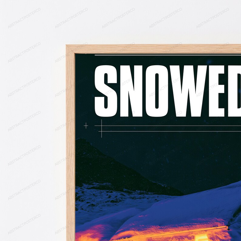 Snowed In Cabin Thermal Art Print | Cosy Winter Landscape | Minimalist Cold Weather Wall Decor image 2