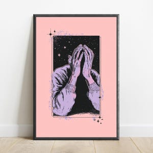 Hands Reaching to Stars Minimalist Print | Cosmic Night Sky Wall Art | Dreamer Home Decor | Digital Download A3 A2 A1 image 7