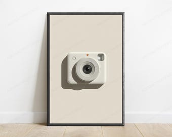 Lámina minimalista con cámara instantánea / Arte mural de fotografía retro / Decoración moderna para el hogar / Descarga digital A3 A2 A1