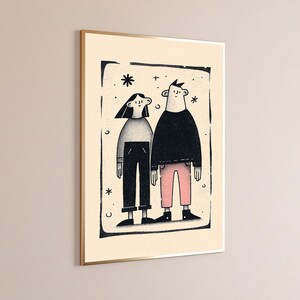 Couple Standing Together Minimalist Art Print | Line Drawing Wall Art | Modern Home Decor | Digital Download A3 A2 A1 image 9