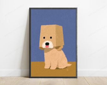 Golden Retriever Boxkopf Pop-Art-Druck | Minimalistisches Hundeporträt (Digitaler Download)