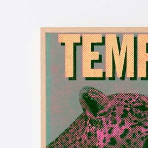 Stampa Pop Art con leopardo rosa in mezzatinta / Audace grafica murale / Poster retrò con animali / Download digitale A3 A2 A1 immagine 8