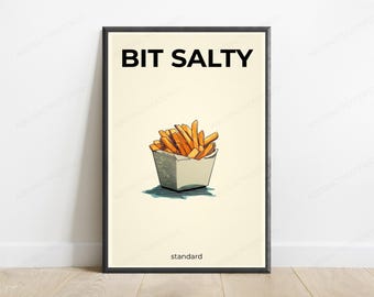Stampa artistica "Biscotti salati" / Poster minimalista con patatine fritte / Divertente decorazione murale per la cucina / Arredamento di tendenza per la casa / Download digitale A3 A2 A1