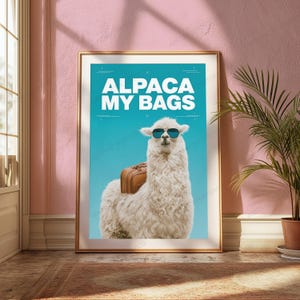 Alpaka-Taschen, cooler Alpaka-Sonnenbrillenkoffer, Pop-Art-Druck | Lustige Tier-Wandkunst Bild 4