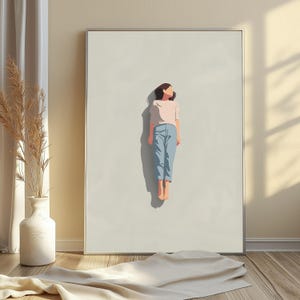 Ritratto di donna sdraiata / Arte figurativa minimalista / Decorazione murale moderna / Download digitale A3 A2 A1 immagine 2