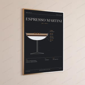 Espresso Martini Cocktail Recipe Print | Bar Spec Wall Art | Minimalist Drinks Poster image 3