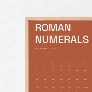 Learn Roman Numerals Chart Print in Terracotta | Educational Wall Art | Minimalist Classroom Decor image 2