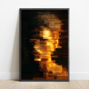Golden Light Abstract Print | Glitch Art Wall Decor | Modern Minimalist Home Art | Digital Download A3 A2 A1 image 7