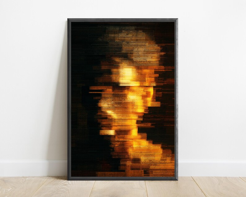 Golden Light Abstract Print | Glitch Art Wall Decor | Modern Minimalist Home Art | Digital Download A3 A2 A1 image 7