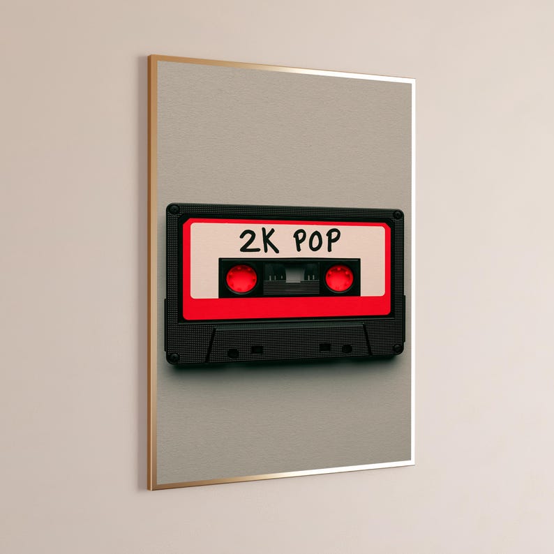 2K Pop Retro Cassette Tape Print | 90s Nostalgia Wall Art | Vaporwave Minimalist Decor | Digital Download A3 A2 A1 image 3