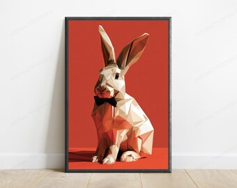 Geometric Rabbit Pop Art Print | Low Poly Animal Wall Art | Modern Home Decor