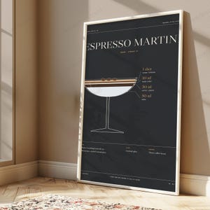 Espresso Martini Cocktail Recipe Print | Bar Spec Wall Art | Minimalist Drinks Poster image 4