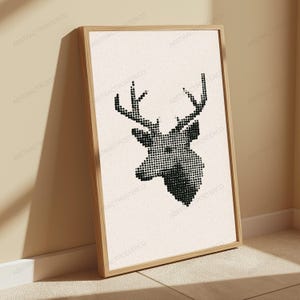 Geometric Stag Head Minimalist Art Print | Black Dotted Deer Wall Art | Modern Home Decor image 4