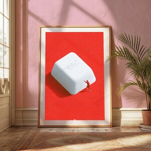 Minimalist Man Pushing Boulder Pop Art | Motivational Wall Art | Determination & Resilience Print | Digital Download A3 A2 A1 image 4