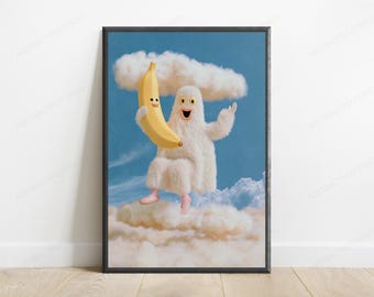 Happy Dancing Ghost Art Print | Funny Halloween Decor | Cute Ghost Wall Art | Digital Download