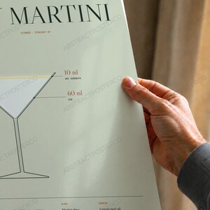 Dry Martini Cocktail Recipe Print in Sage, close-up of the print