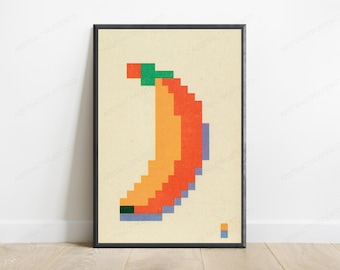 Farbenfroher Pixel-Art-Druck mit Chilischoten | Retro-Digitalmosaik | Moderne Wandkunst | Digitaler Download A3 A2 A1